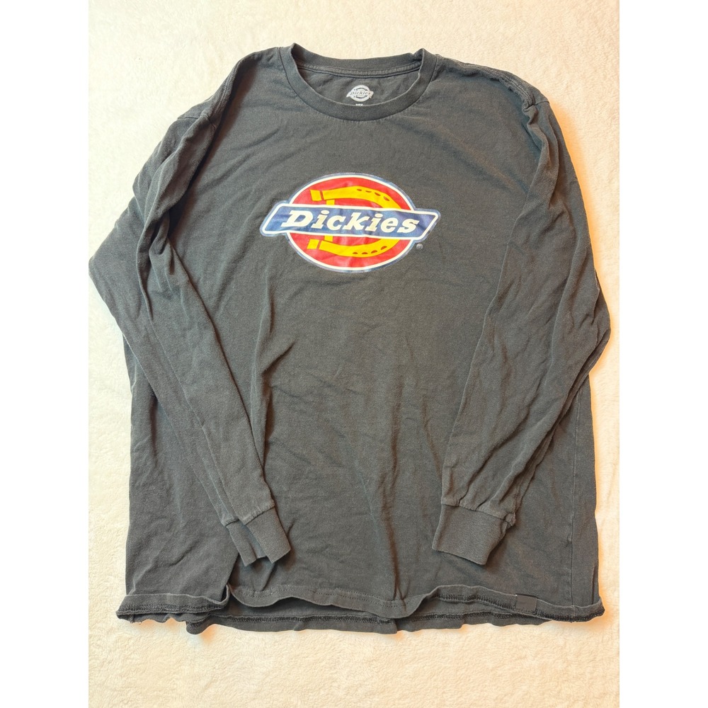 Dickies Mens XL Long Sleeve Graphic T-Shirt Black Horseshoe Logo Cotton Tee